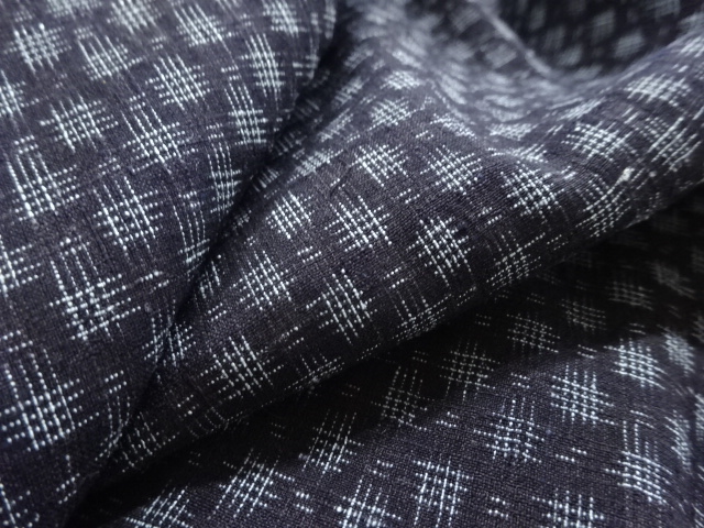  アンティーク　綿麻　絣柄織り出し着物